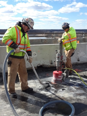 Boring holes for access for concrete placement