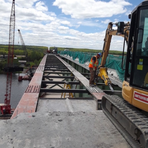 Concrete deck removal with deck removed