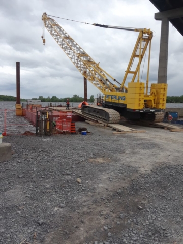 200 ton crane being loaded on the barge