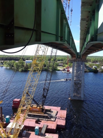 Barge and cranes