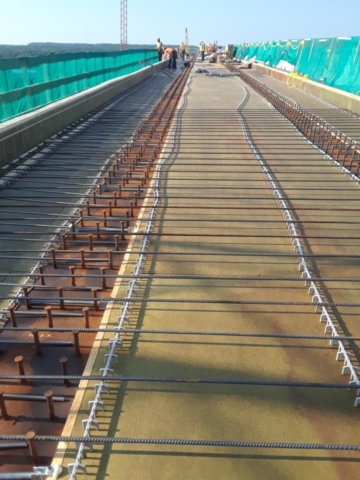 Reinforcing steel on bridge deck