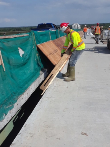 Removing the concrete forms from under the new deck