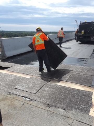 Protection board placed over waterproofing membrane