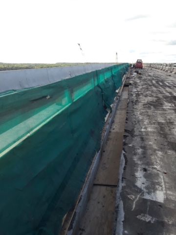 Green construction fencing on TBC for debris/safety control