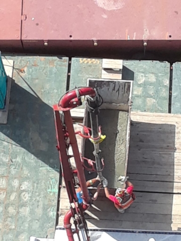 Concrete slurry being emptied from the pump truck