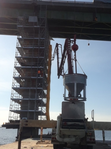 Pump truck during concrete placement