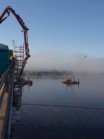 Concrete being placed on pier 5