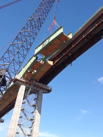 Second piece of girder being removed