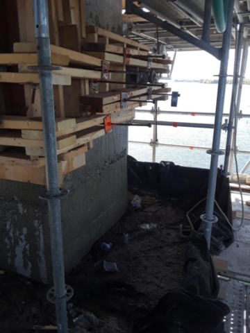 Form work ready for concrete placement on pier 7