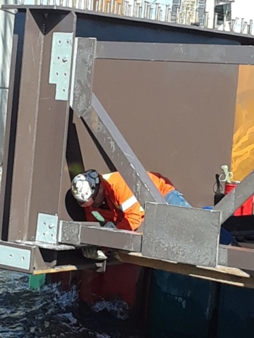 Attaching K-braces to the Approach girder section