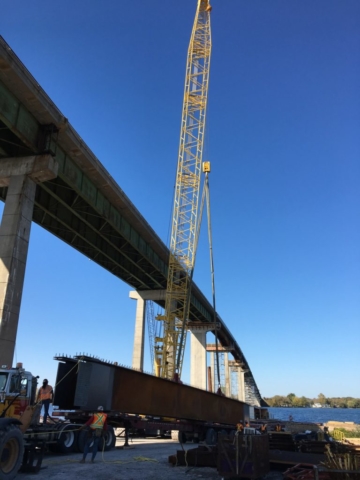 First of the new girders for the second stage to arrive on the project site