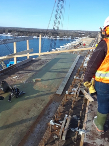 Concrete forms being built for the deck placement