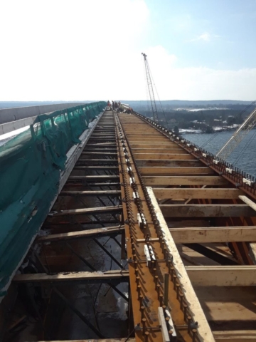 View from the north of the forms and brackets being installed