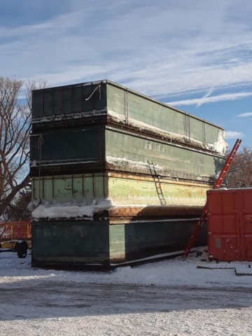 Barges removed from the bay and stored for the winter