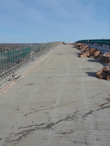 Newly placed concrete deck