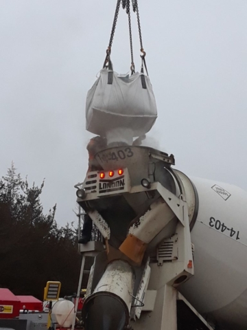 High strength concrete being mixed  for the closure strip