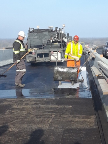 Waterproofing membrane being placed