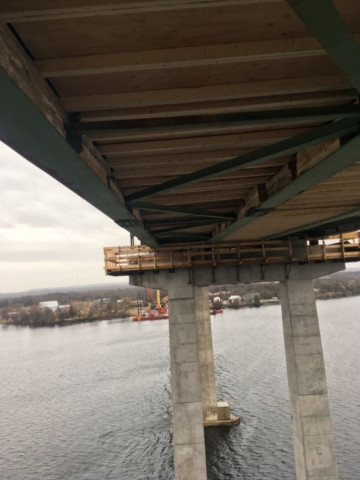 False decking being installed between piers 6 and 7