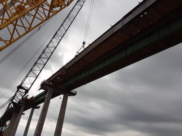 View from below of the new girders