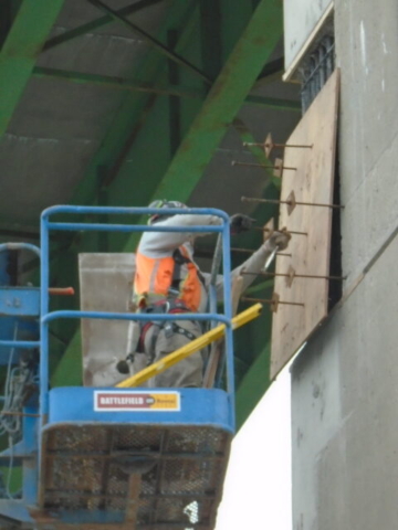 Form work being installed on pier 13