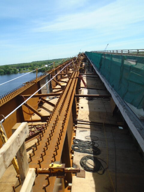 Top view from pier 5 of the girders and false decking