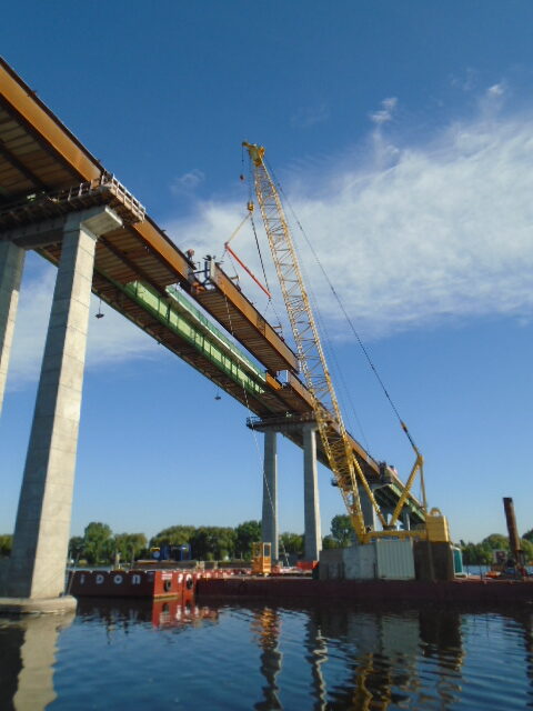 Drop-in girder being lowered into place