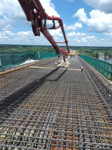 View north from the concrete pump truck
