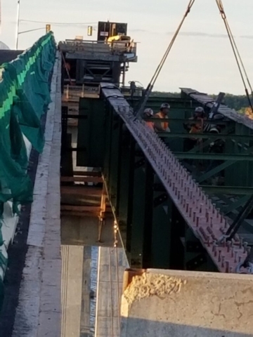 View between existing girder and girder being removed