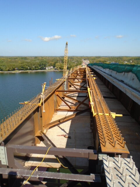 North view of newly installed girders
