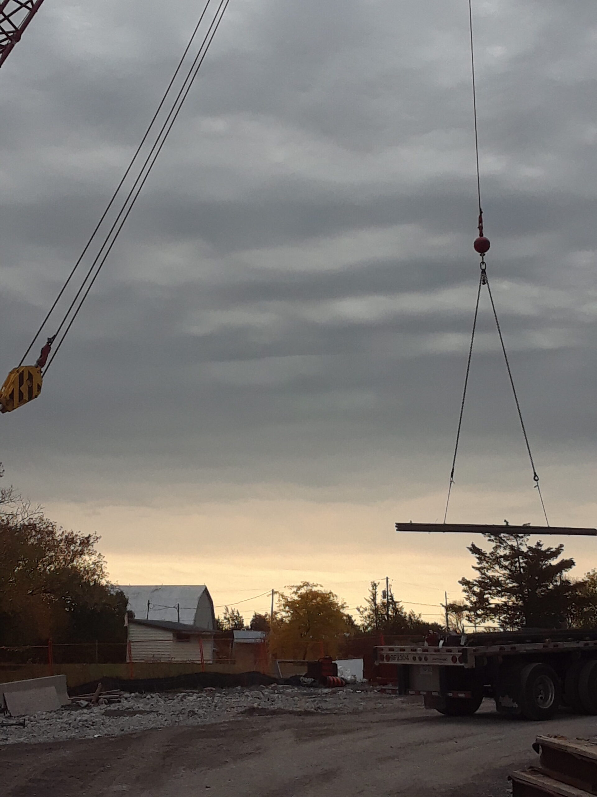 Rebar being offloaded by the 110 ton crane