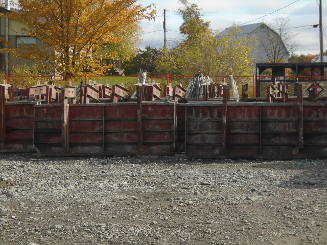 Barrier wall forms delivered to the project site