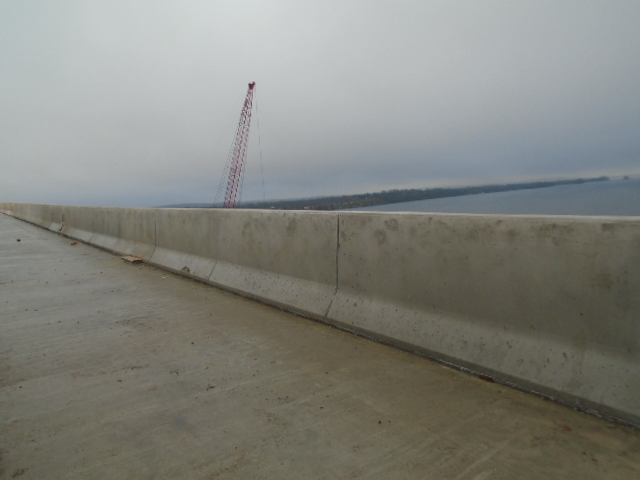 View south of the new barrier wall