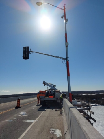 Installed temporary traffic signals