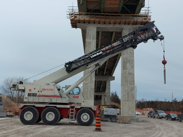 Newly delivered hydraulic crane