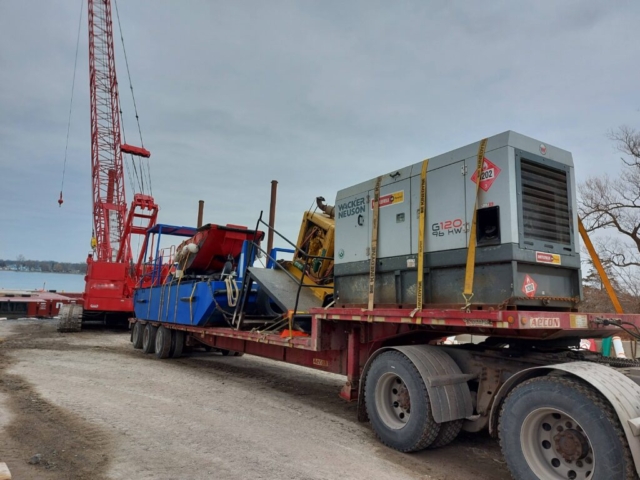 Arrival of the boats and barge equipment