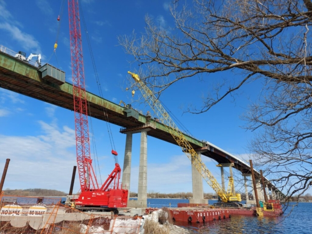 Expanded view of bridge deck demolition