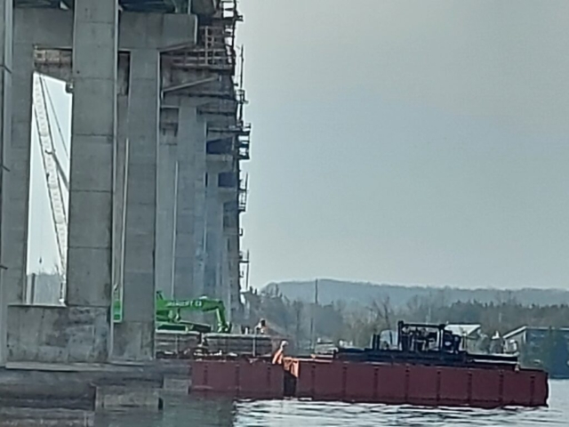 Barge in place ar pier 5 ready for scaffolding installation