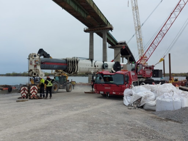 300 ton crane being set-up for girder removals