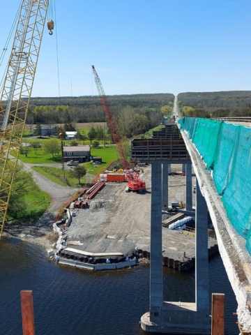 View south, of removed girder section from piers 11-14