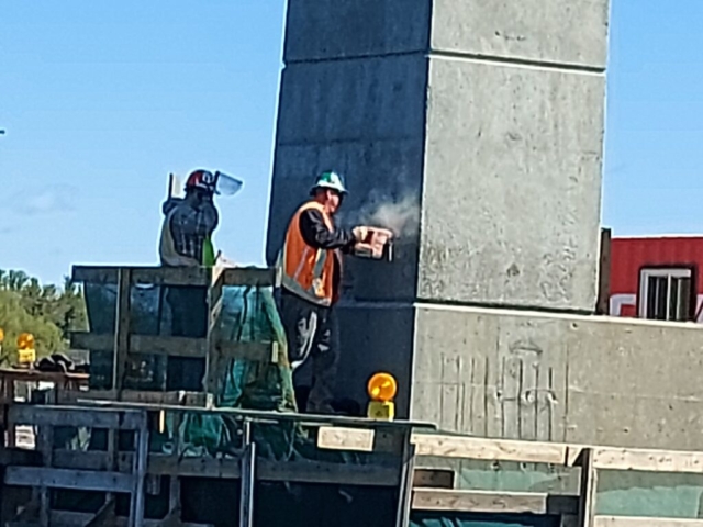 Concrete chipping on pier 6