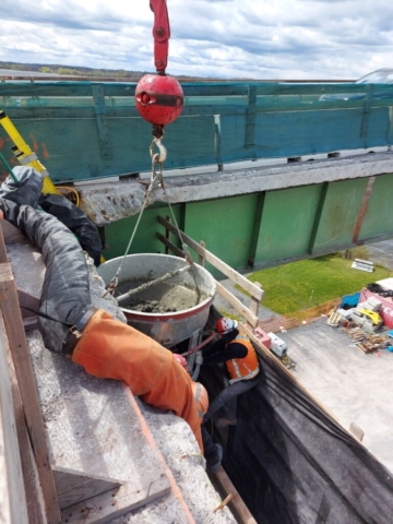 Concrete placement on pier cap 14