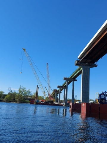 View south of removed girder section, and project site