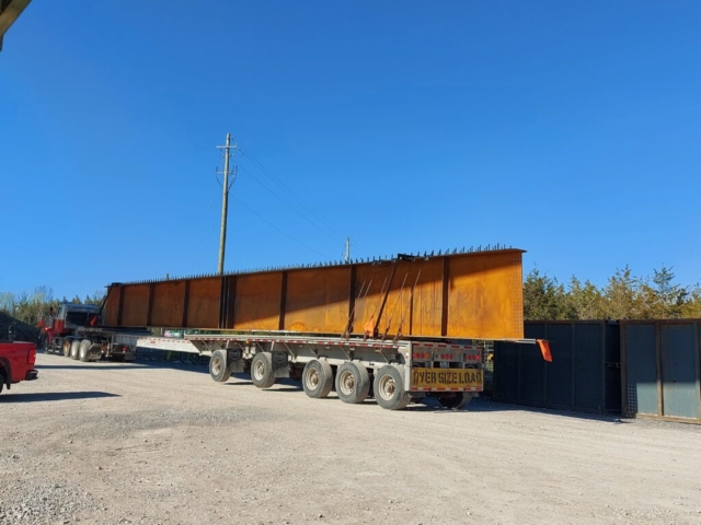 First haunch girder section arriving on site