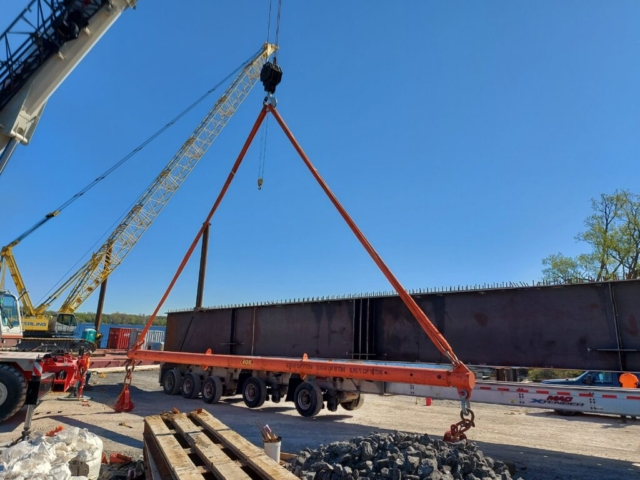 Preparing to remove the second haunch piece from the truck