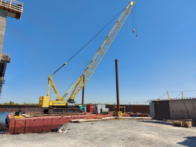 Overview, 3 different girder sections ready for installation