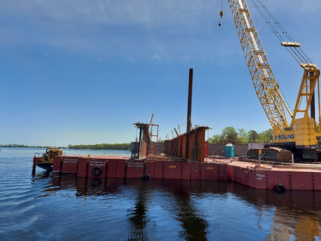 2 haunch pieces on the barge ready for installation