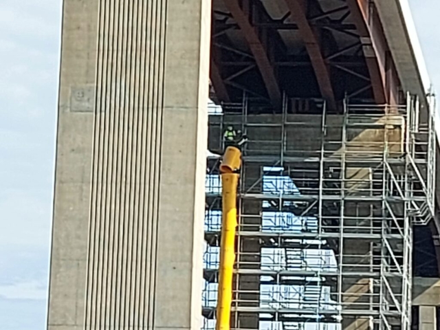 Finishing the final section of the containment chute on pier 10