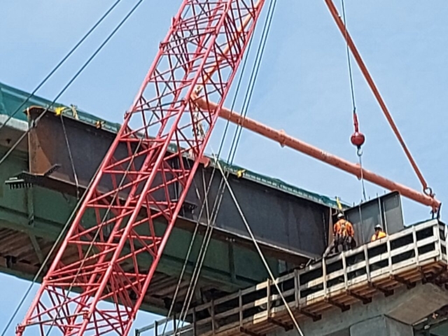 Installing the haunch diaphragm on pier cap 12