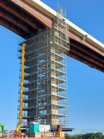 Completed scaffolding on pier 10