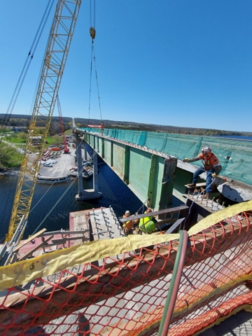 Top view from pier 11 of approach girder section removal